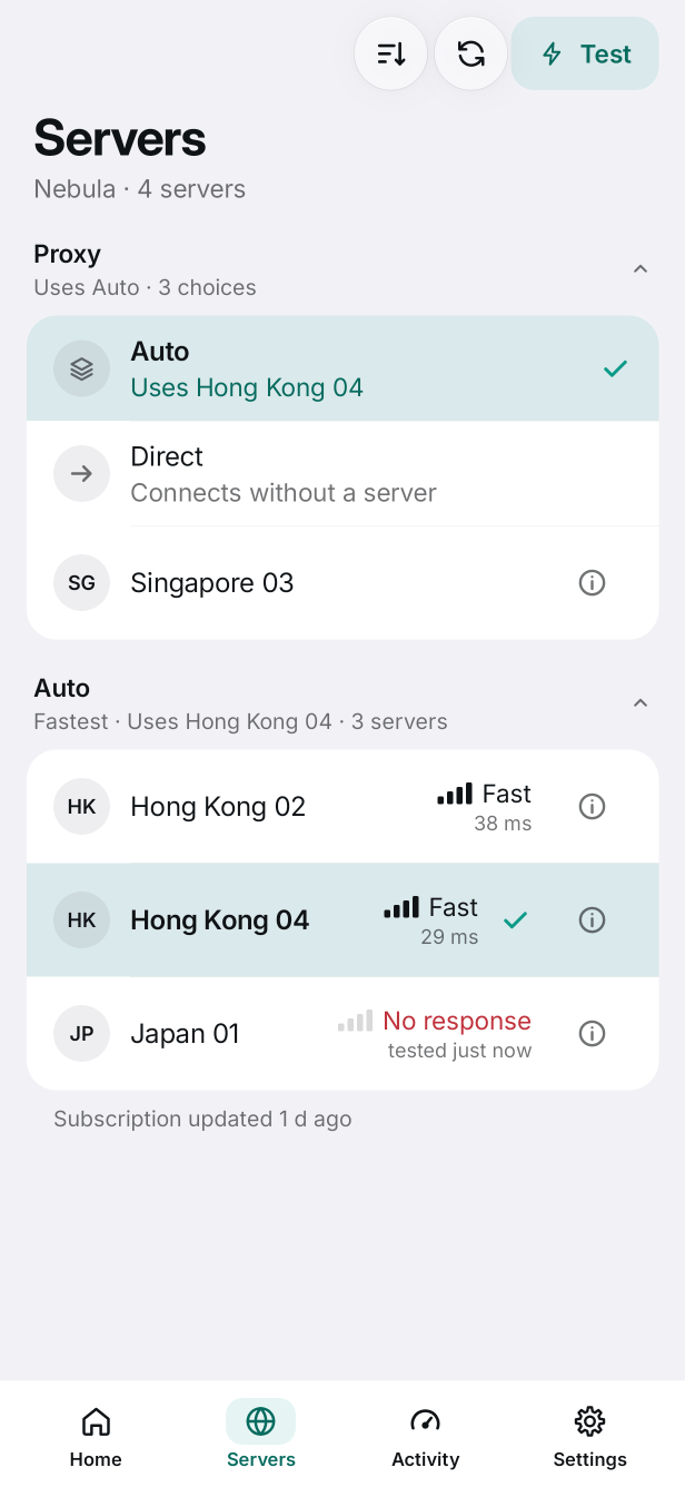 Pipe server selection with server groups and latency